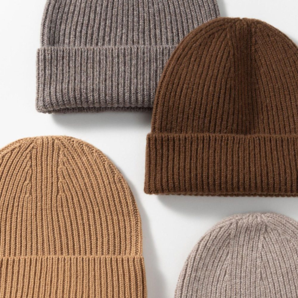 Mens  Hats | Grey Plain Knitted Beanie Accessories Hats