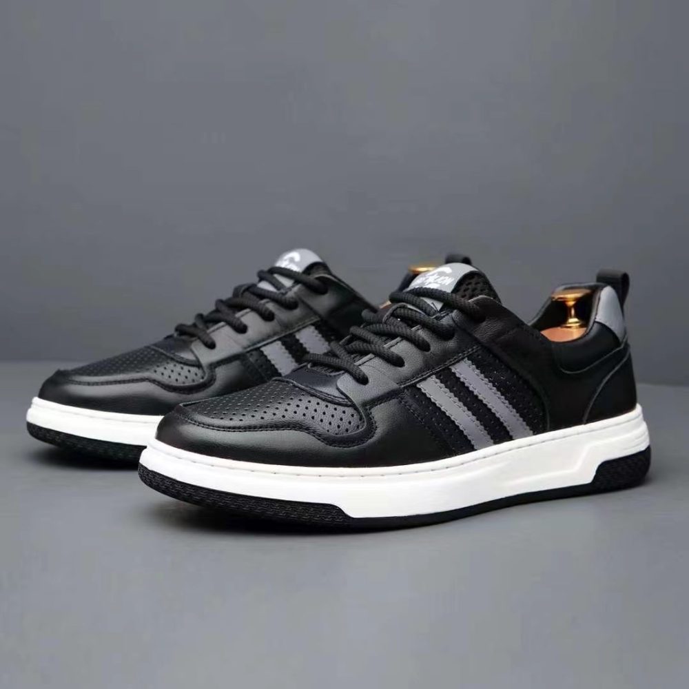 Mens  Trainers | Black & Brown Stripe Retro Plimsoll Trainers Mens Mens